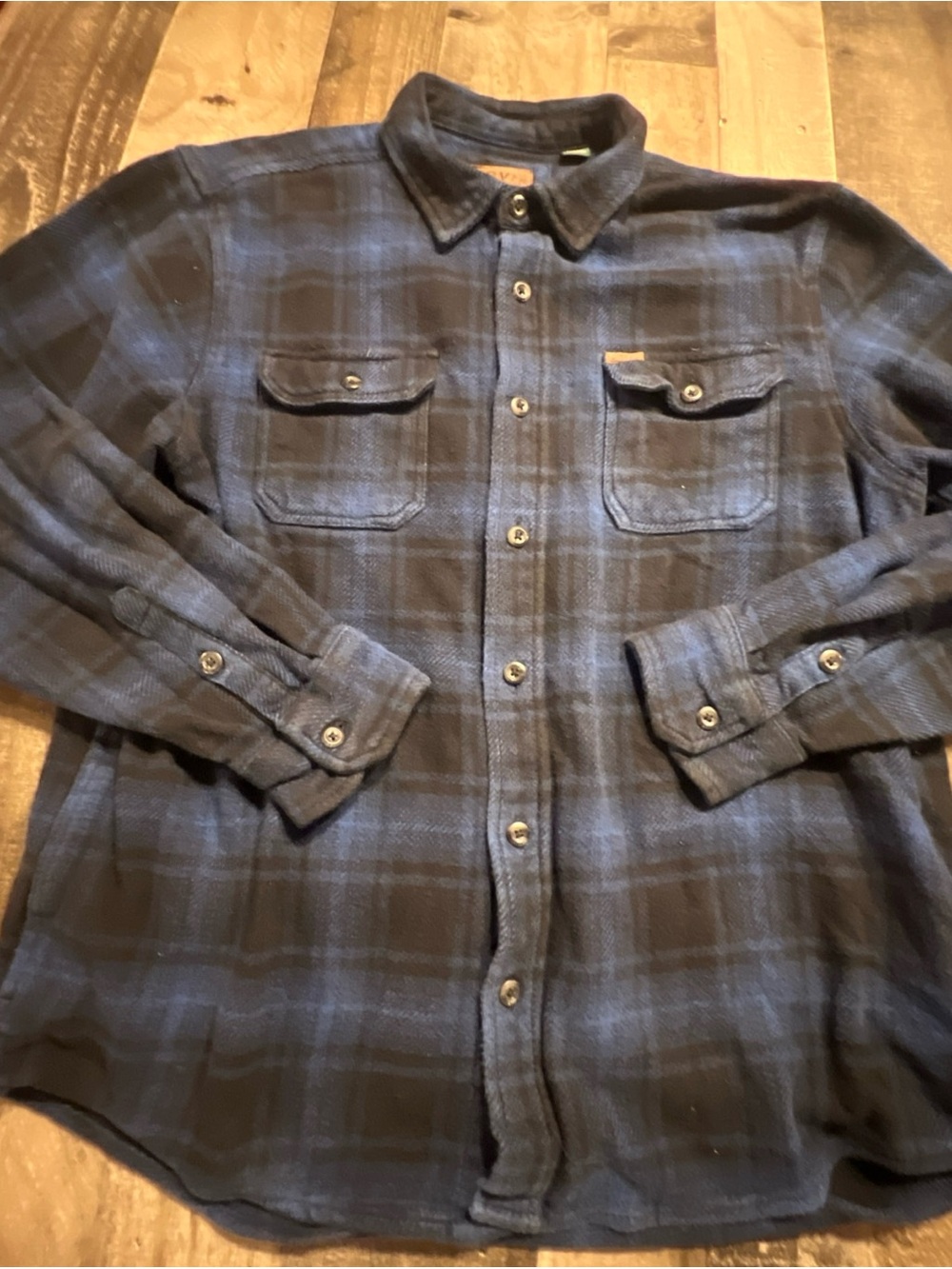 Orvis Blue and Black Heavyweight Plaid Casual Button-Down Shirt XL